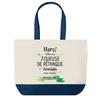 Tote Bag - PLANETEE - Sac Shopping Fond Bleu - Merci Joueuse De Pétanque - Coton - 40x45 Cm