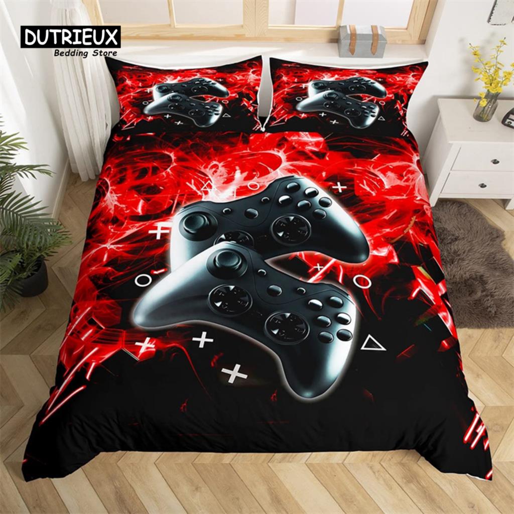 Пододеяльник King Size для геймпада Видеоигра Геймер Постельное белье для сна Коллекция Размер Twin Для Мальчиков Девочек Подростков Игрок Тонкое Микроволокно Игровой