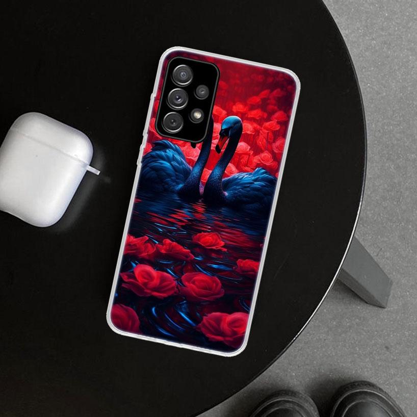 Черный лебедь Благородный чехол для телефона для Samsung Galaxy A17 A16 A26 A36 A56 A57 A37 A15 A25 A35 A55 A14 A24 A34 A54 A13 A23 A33 A53 Galax