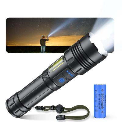 [Сверхвысокая яркость XHP160LED] Фонарик, мощный, военный, самый прочный, удобный, перезаряжаемый Type-C, рабочий свет COB, водонепроницаемый IPX6, 7