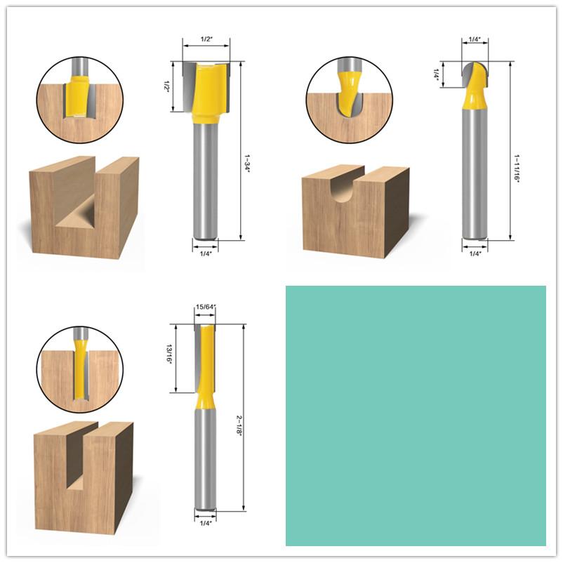 15 шт. 1/4 дюйма, 8 мм, набор фрез, прямая фреза для резки дерева, карбид вольфрама, резка, деревообработка
