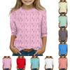 Print Tops For Youth Girls 5-16 Years Round Neck 3/4 Sleeves T-Shirts Trendy Tops Outfit Tees