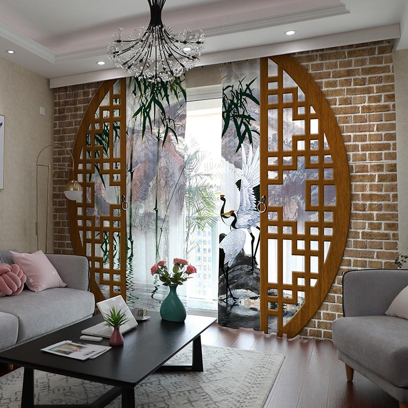 Chinese Curtain Chinese Style Ink Landscape Bamboo Lotus Lucky and Rich Living Room Bedroom Cortinas Semi-shading Decoration