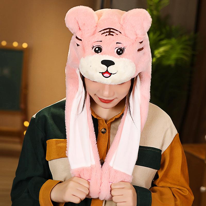 Милая шапка с заячьими ушками, подвижная подушка безопасности, мягкая шапка для прыжков, забавная игрушка для девочек, кавайная плюшевая шапка с героями мультфильмов, игрушки, подарок для взрослых и детей