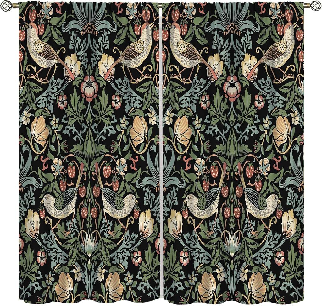 Винтажные Шторы Ycness William Morris с Цветочным Узором В Стиле Акварельных Цветов Для Окон Комнаты Шторы для Спальни Гостиной Штора Полиэстер Идеально Для