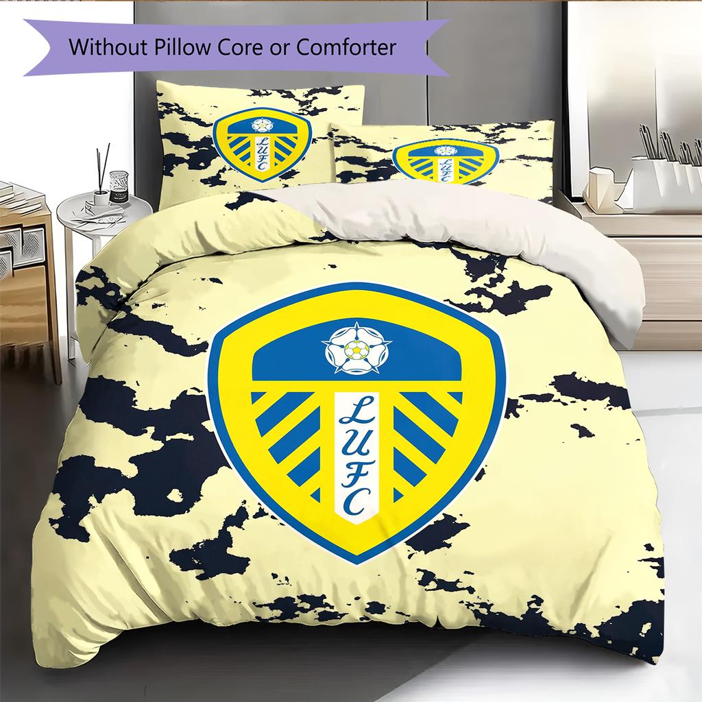 Постельное белье с узором в виде эмблемы Leeds United, Домашний декор, Подарок на день рождения (1 пододеяльник + 2 наволочки, без наполнителя)
