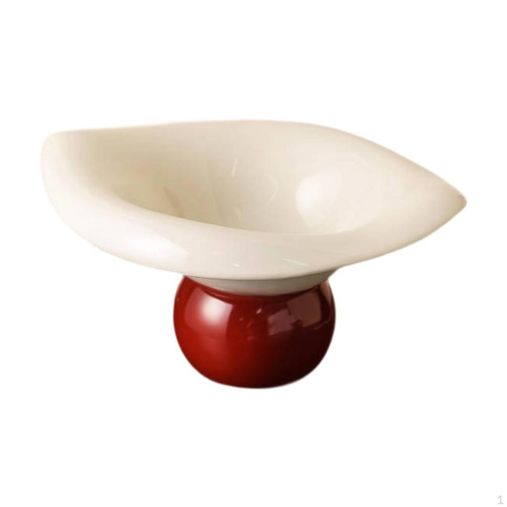 Ceramic Pedestal Fruit Bowl, Snacks Storage Tray, Salad Plate, Appetizer Serving Dish for Desktop