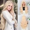 Long Blonde Wigs for Women Natural Synthetic Hair Ombre Blonde Wig with Dark Roots Synthetic Wig Loose Wavy Wigs Heat Resistant