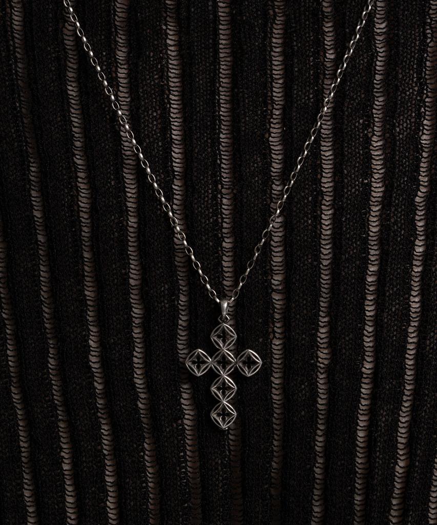 Vivus Ventana Cross Antique Silver Necklace