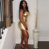 Women's Autumn Hot Gold-hot Strap Sexy Waist Packing Irregular Suspender Dress for Women