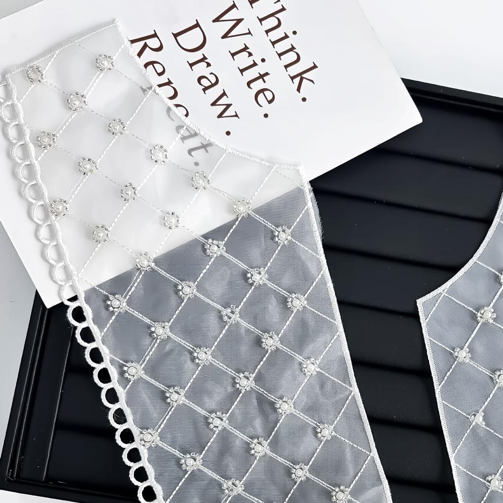 U-образный сетчатый воротник с бусинами, тканевая наклейка на воротник, вышитый воротник, цветок, ручная работа, аксессуары для бижутерии, аксессуары для одежды