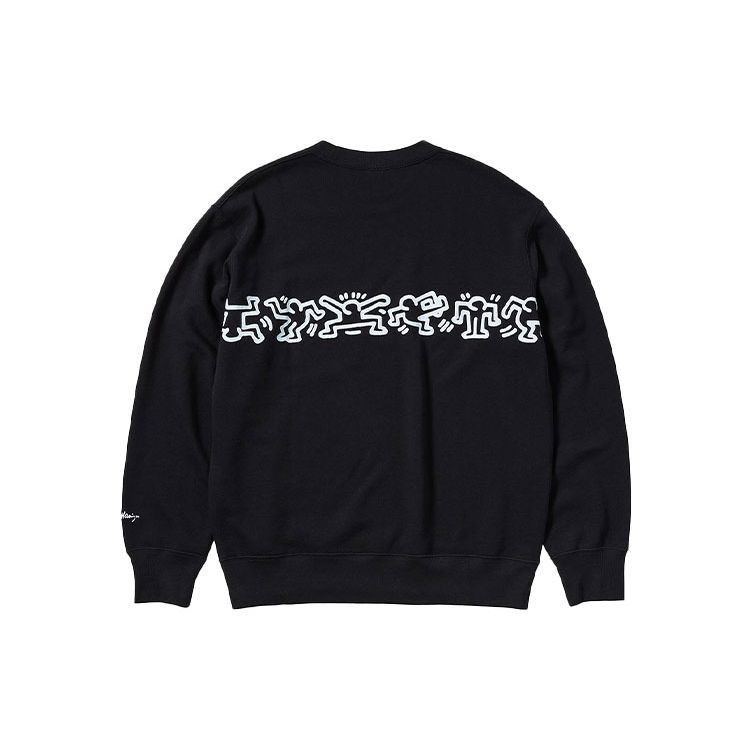 Uniqlo Свитшот с принтом персонажа мультфильма Кита Харинга, с круглым вырезом, унисекс, черный 446370-09