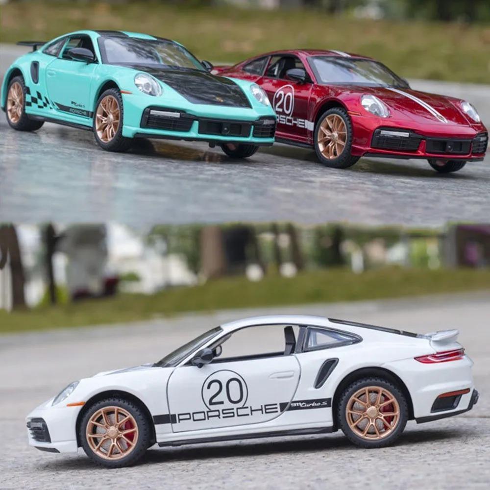1/24 911 Turbo S Игрушечная модель легкосплавного автомобиля со звуком и светом, функция инерционного движения, имитация модели транспортного средства, коллекция, подарок для друга
