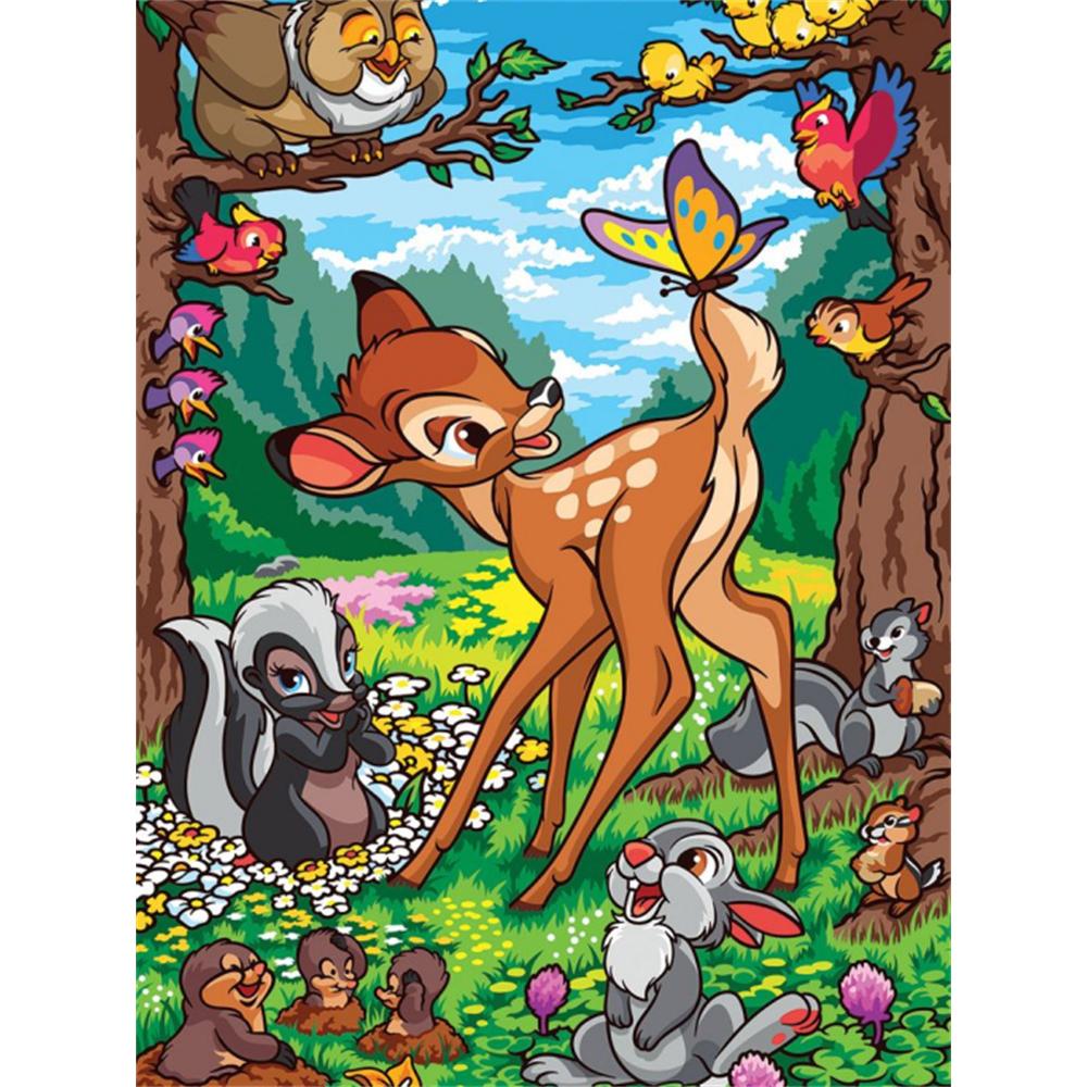 Disney 5D DIY Алмазная мозаика Иллюстрация Бэмби, Мультяшная Полная Алмазная Мозаика Алмазная Живопись Искусство Настенное Украшение Набор для Творчества