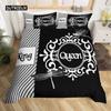 Black and White Duvet Cover Set King and Queen Bedding Set for Couple Romantic Valentine's Day Presents Polyester Duvet Cover