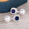 Серьги из стерлингового жемчуга для женщин, блестящие синие кубические цирконии, серьги-подвески, модные ювелирные изделия, подарки