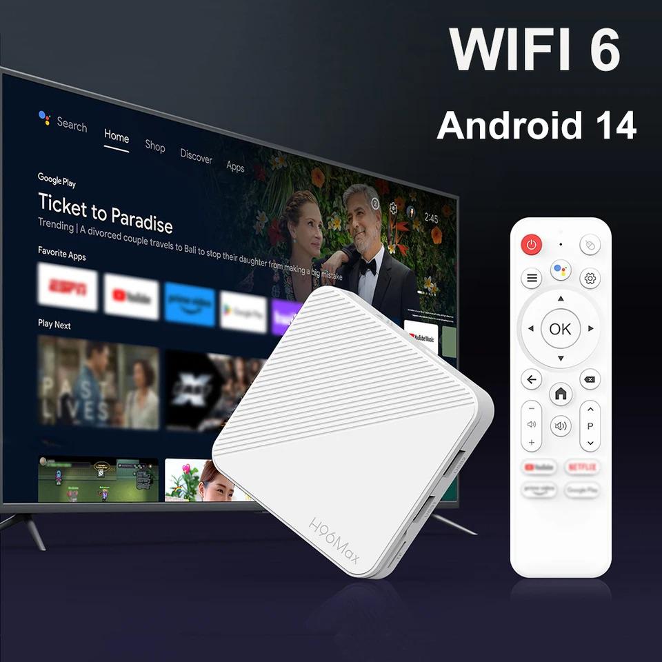 H96Max Android 14.0 ТВ-стик 4K 1080P WiFi 6 2.4/5.8G Смарт ТВ-стики для Google YouTube NETFLIX Сетевой медиаплеер ТВ-донгл