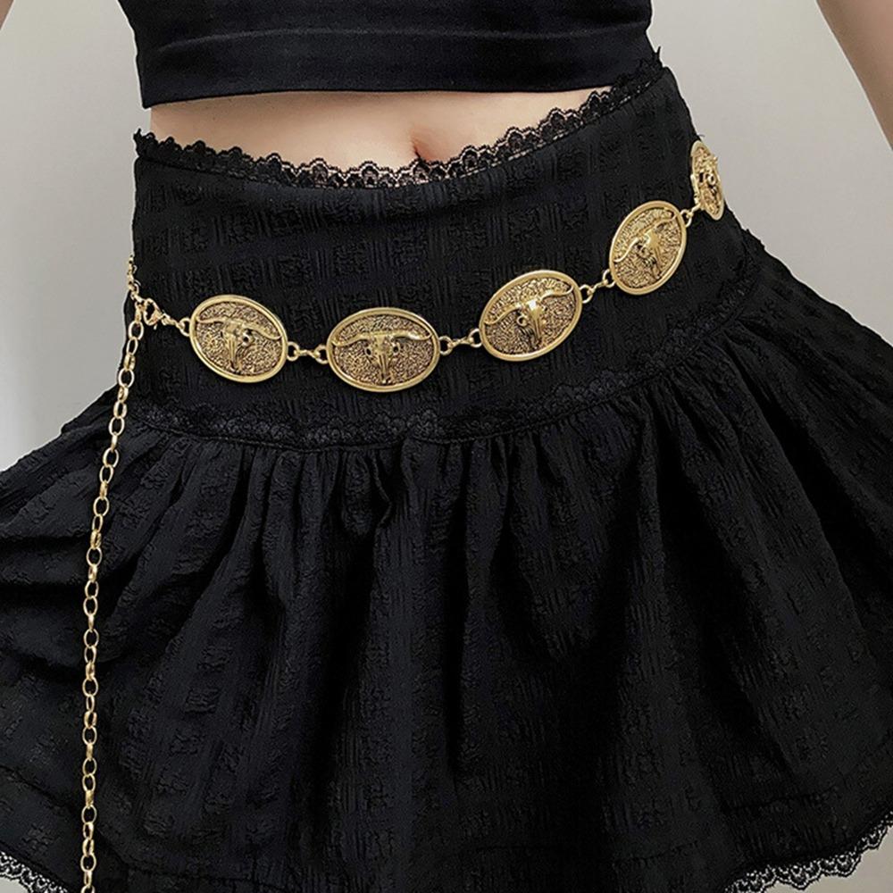 Vintage Bohemian Style Waistband Flower Ethnic Style Belt Metal Waist Chain Beach Accessories