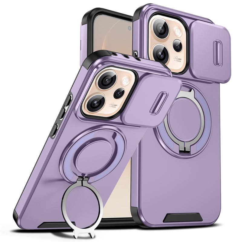 Shockproof Armor Case For OPPO Reno 15F 14F 13F 13 14 15 Pro Max 5G Capa Megnetic Ring Holder Slide Lens Camera Protector Cover