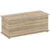 Storage chest, storage bench with hinged lid and safety hinges, 100 x 40 x 40 cm, natural