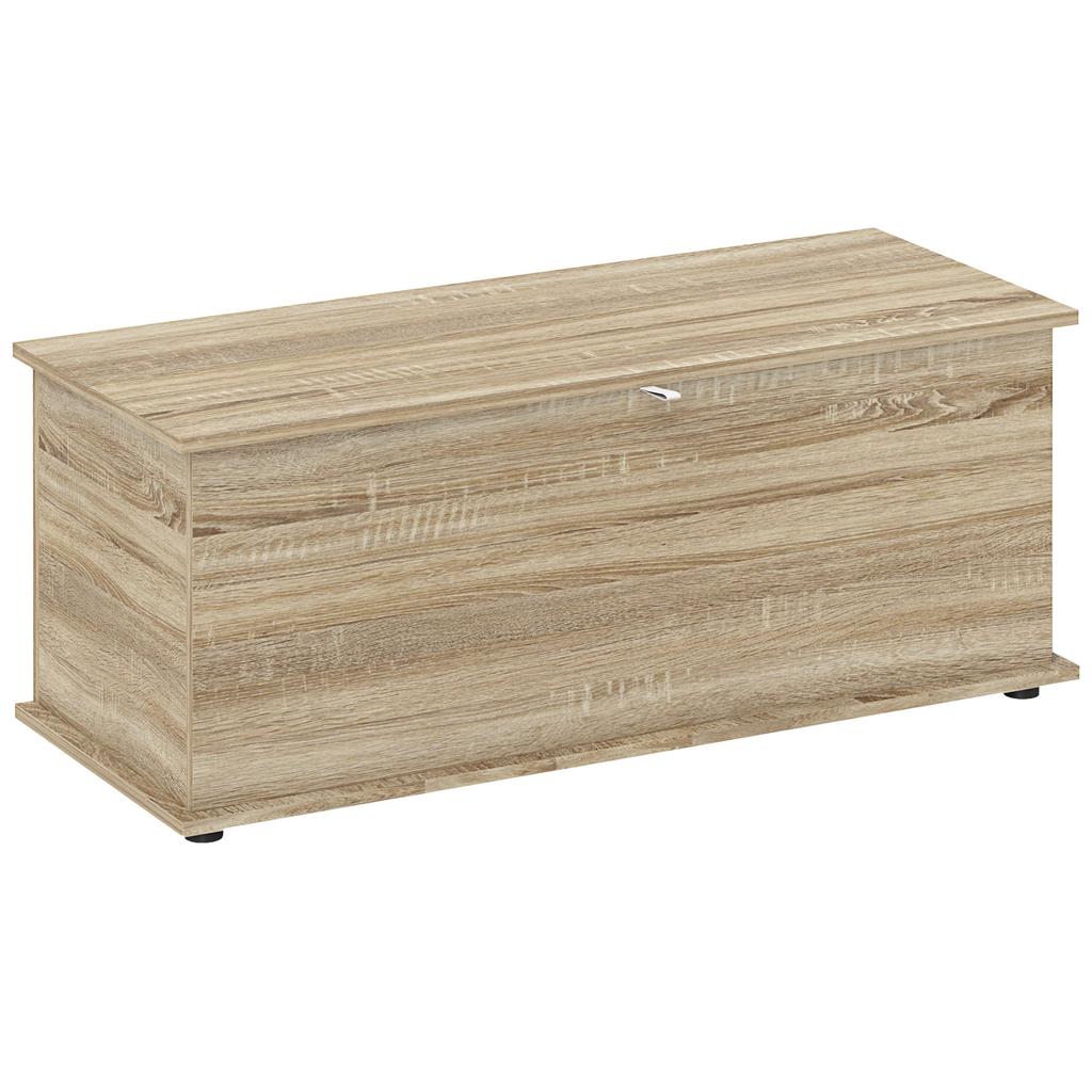 Storage chest, storage bench with hinged lid and safety hinges, 100 x 40 x 40 cm, natural