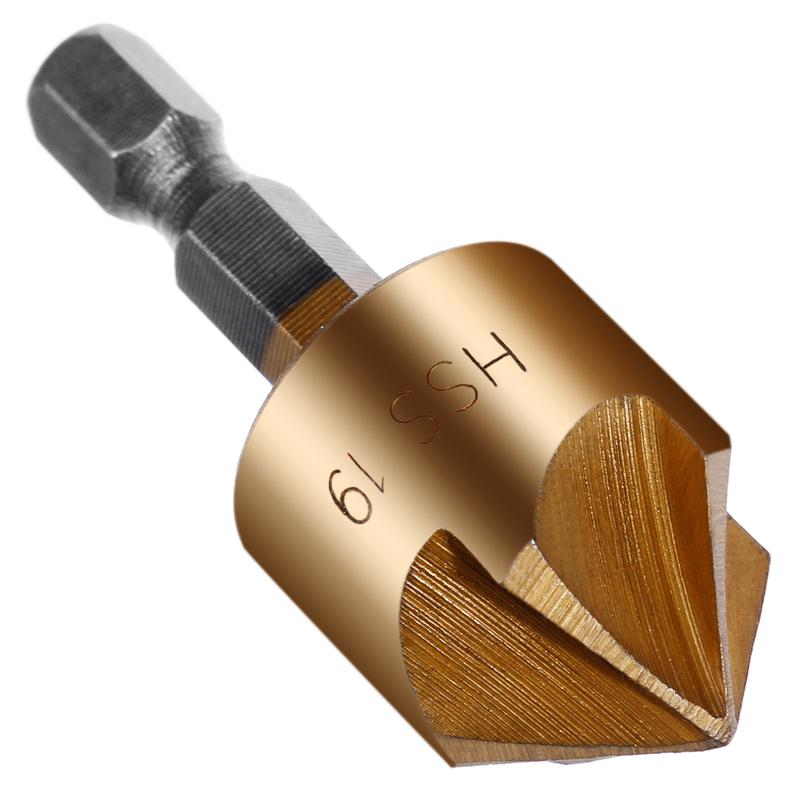 Набор из 6 сверл с зенковкой 1/4'' шестигранный хвостовик HSS 5 канавка зенковка 90 градусов фреза для снятия фаски по дереву деревообрабатывающие инструменты