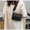Solid Color Women's Bag Wide Shoulder Strap Small Square Bag Vintage Single Shoulder Crossbody Bag