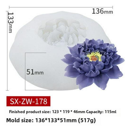 Sanxin Peony Silicone Mold for Epoxy, Candle, Cake, Soap, and Aromatherapy Decor.