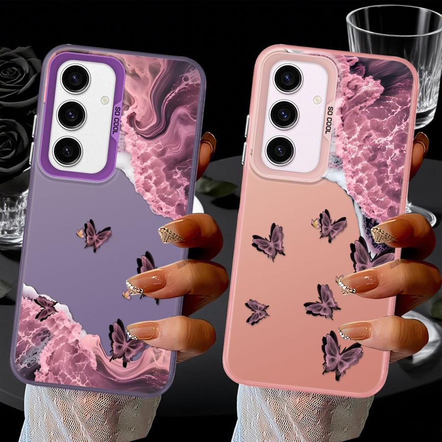 Creative Pink Sea Butterfly Phone Cover Case for Samsung Galaxy A25 A73 A16 A34 A23 A71 A17 A52 A14 A56 A12 A32 A36 A13 A54 A72