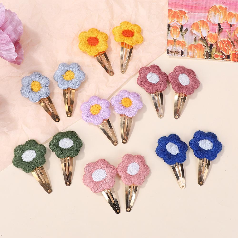 40Pcs Random Color  Flower Hair Pins Children Flower Hair Clips Sweet Girls Baby Vintage Hairpins Barrettes Hair Accessories
