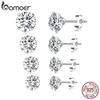BAMOER CZ Stud Earrings 925 Sterling Silver Platinum Plated Round Cubic Zirconia Hypoallergenic Earrings 4mm 5mm 6mm 7mm