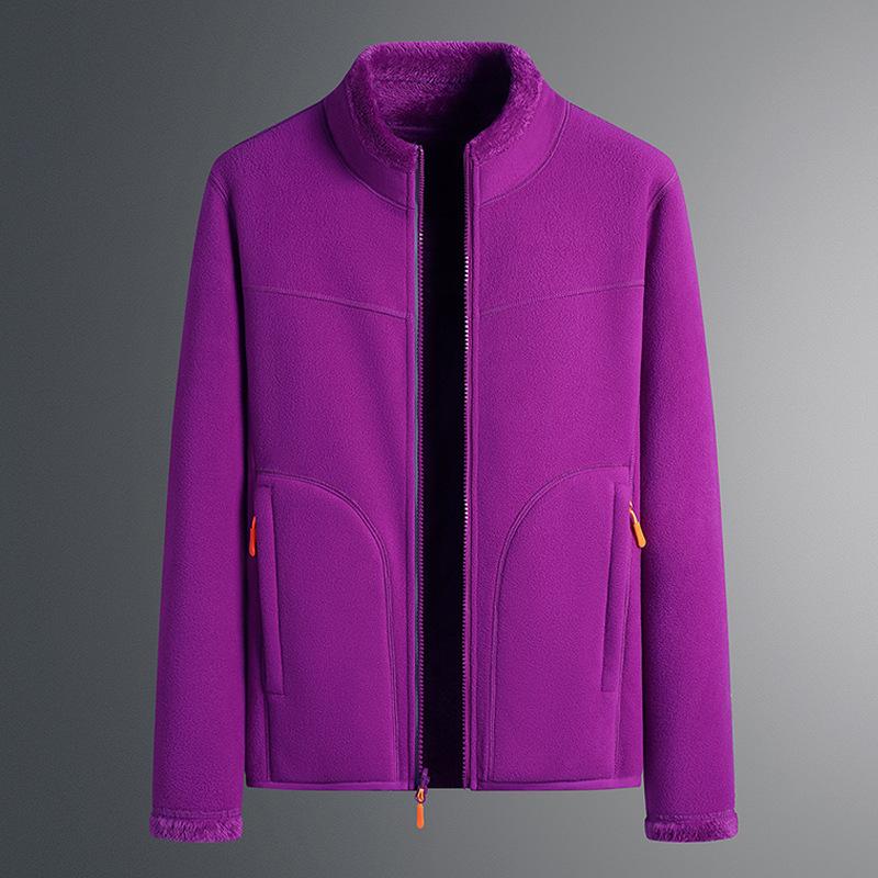 Double-sided Wear Comfortable Polar Fleece Plus Fleece Hoodie Men's Winter Coral Fleece Coat Middle-aged Men and Women Couples Winter Wear