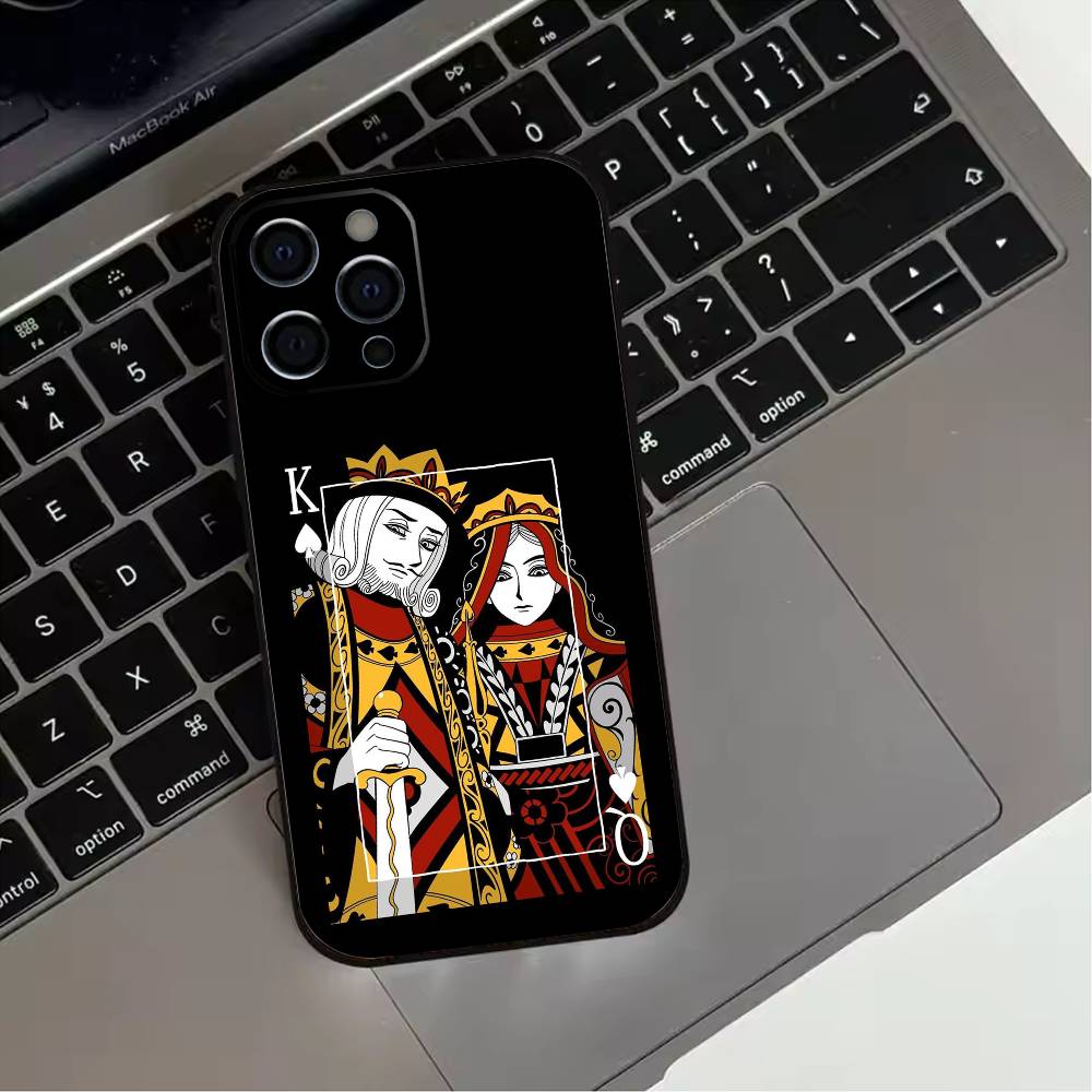 Queen of Hearts Playing Card Phone Case For iPhone 17,16,15,14,13,12,11 Plus,Pro Max,XS,Soft Silicone Black Cover