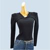 French Style V-neck Cross Western Style Knit Women Spring and Autumn New Slim Fit Slimming Inner Wear Base Sweater Long Sleeve Top