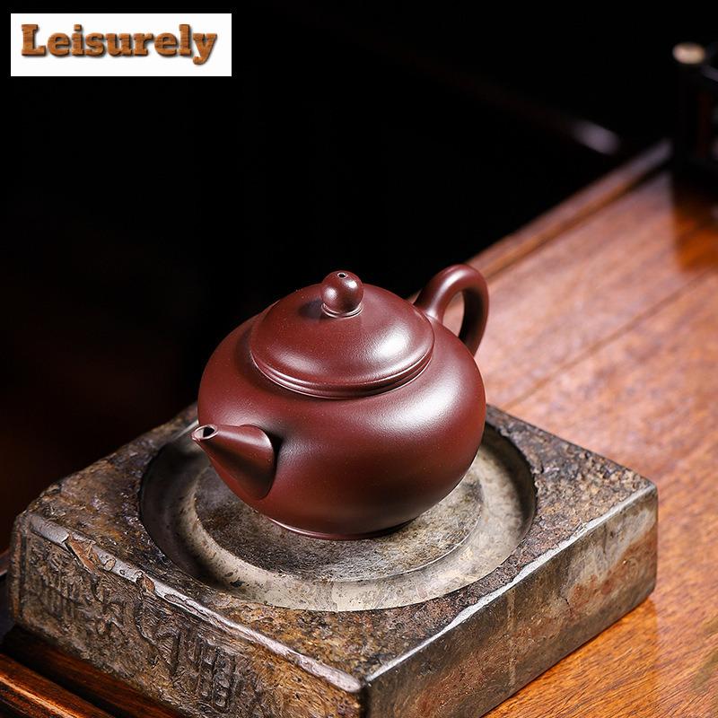 240 мл чайники ручной работы из фиолетовой глины Исин, горизонтальный чайник ручной работы из сырой руды, баклажановый глиняный чайник, чайный набор «Цзыша», принадлежности для питья