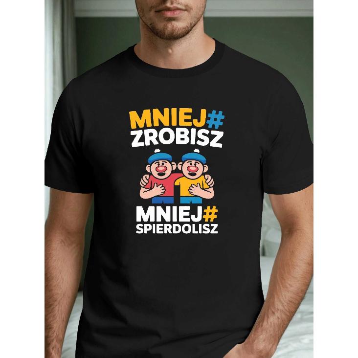 Men'S T-Shirt Crafted from Pure Material Showcasing Cartoon Characters with a Touch of Polish Humor