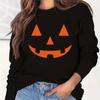 Женская осенняя мода с длинным рукавом и круглым вырезом на Хэллоуин с принтом пуловеры футболка блузка топ