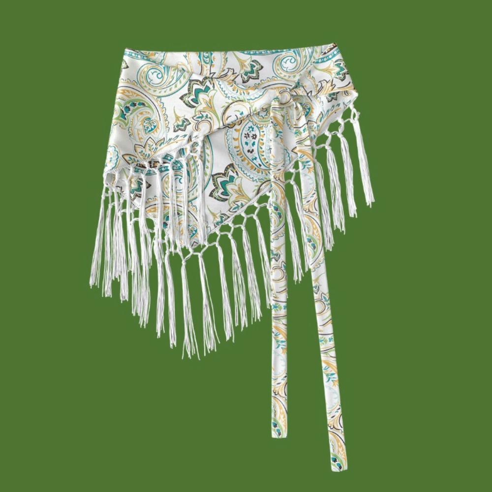 Tassels Fringe Waist Belt Embroidery Floral Triangular Belt Triangle Waistband Dress Jeans Decor
