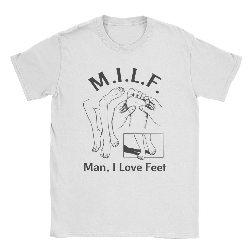 MILF Man I Love Feet Unisex's T Shirts Novelty Tees Short Sleeve Crew Neck T-Shirt Pure Cotton Plus Size Tops