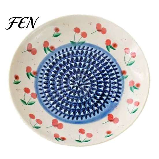 Fruit Vegetable Grater Ceramic Garlic Plate, Print Ginger Cheese Manual Grinder, Vegetables Multi-function Kitchen Mincer Dish for Onion, Lemon,