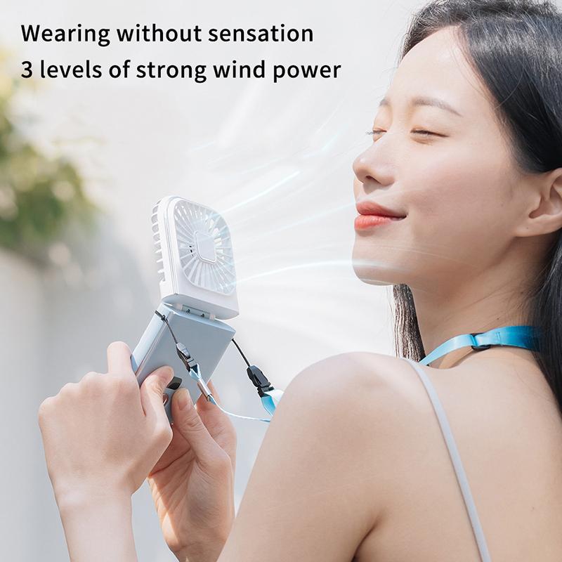 Мини складной подвесной вентилятор на шею складной ручной вентилятор мини складной персональный вентилятор, 3 скорости USB зарядка для путешествий охлаждающий инструмент