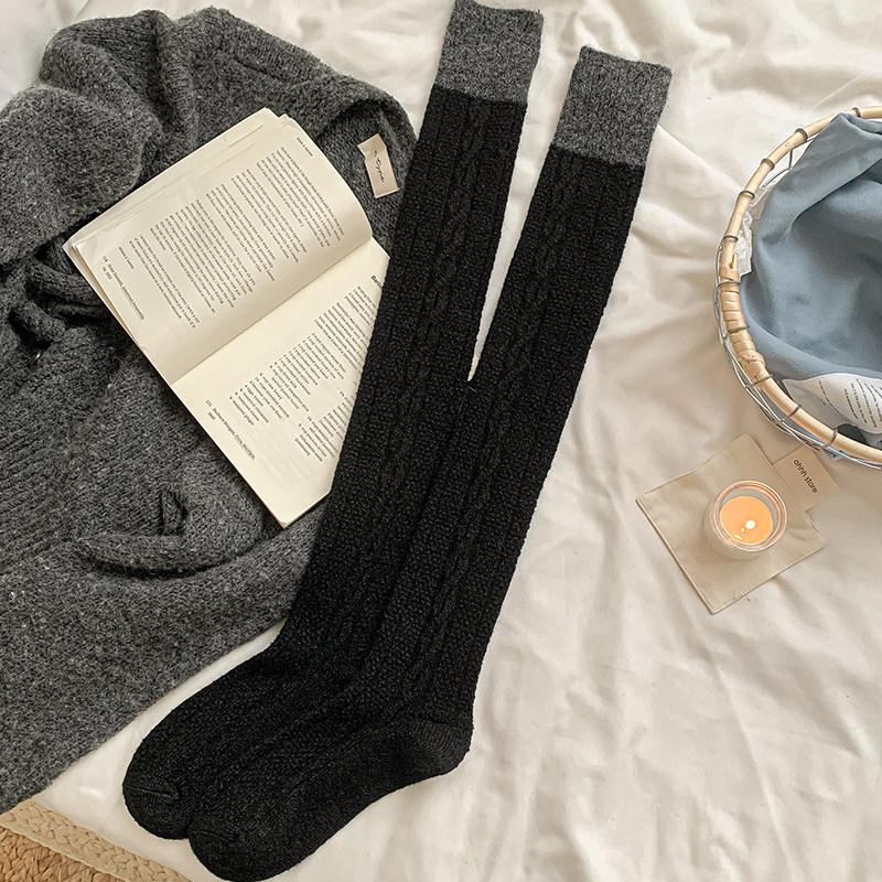 Autumn And Winter Knee Stacking Socks Children Keep Warm Thick Needle Retro Thigh Socks Micro-Pressure Thin Stockings Non-Slip Thick Cotton Socks