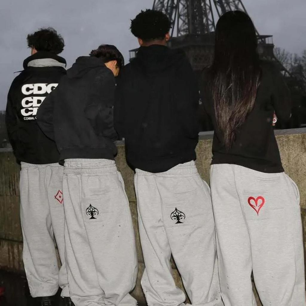 RogueWave Streetwear Y2k Джоггеры с двойной талией, вышитые, свободного кроя, спортивные штаны, мужские и женские, готические, хип-хоп, повседневные штаны