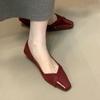 Модная одиночная обувь Осень Новая квадратный носок мелкий вырез слипоны мягкая подошва нескользящая износостойкая обувь на низком каблуке