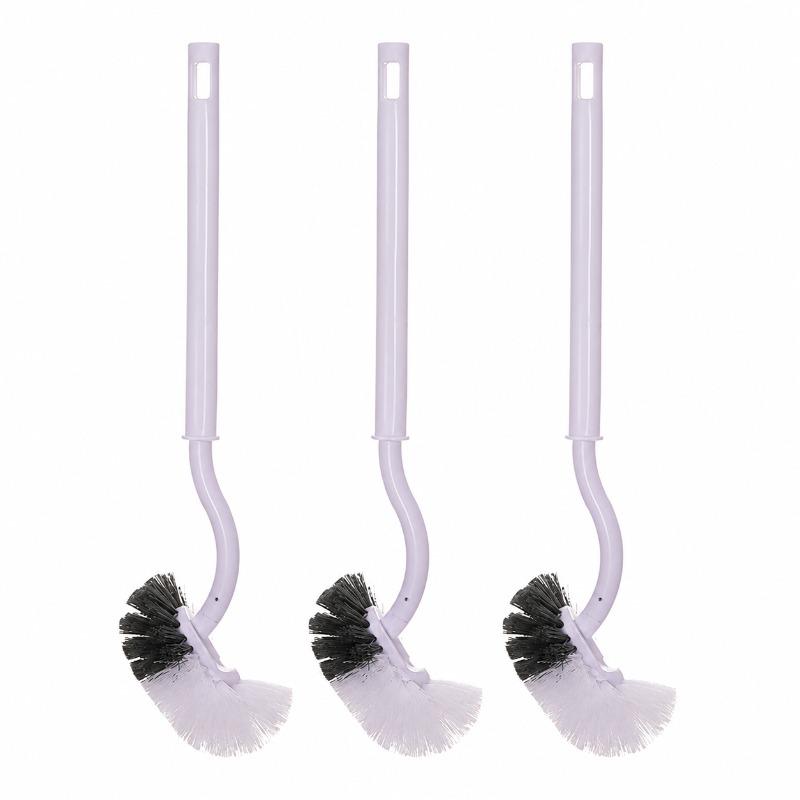 Bathroom Toilet Brush with Wall Mount S Shaped Curved Head Plastic Scrubber for Bowl Rims Deep Corners and Hard Reach Cleaning