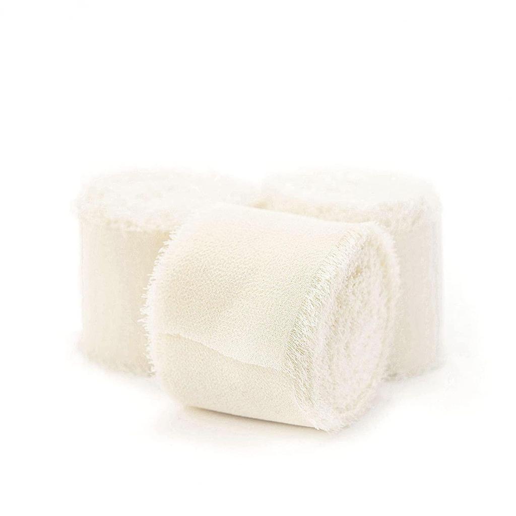 Chiffon Ribbon Bow with Frayed Edges for Weddings and Floral Arrangements