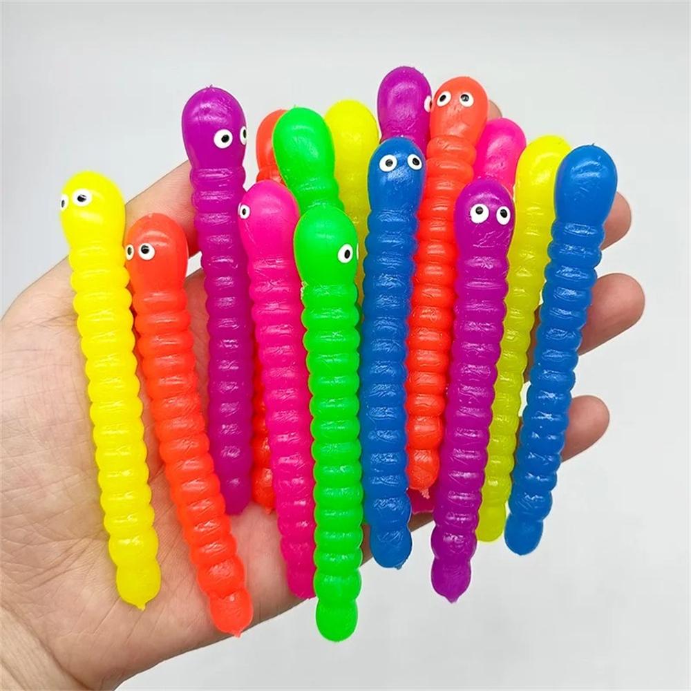 Colored caterpillar Pull Worm Noodle Fidget Toys Stretch String TPR Rope Anti Stress String Stress Relief Autism Vent Toys