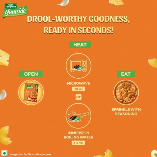 TATA Sampann Макароны быстрого приготовления Yumside Mac n Cheese, 285 г, готовые к употреблению продукты, время приготовления 60 секунд, БЕЗ добавления искусственных красителей и ароматизаторов, упаковка 1 шт.