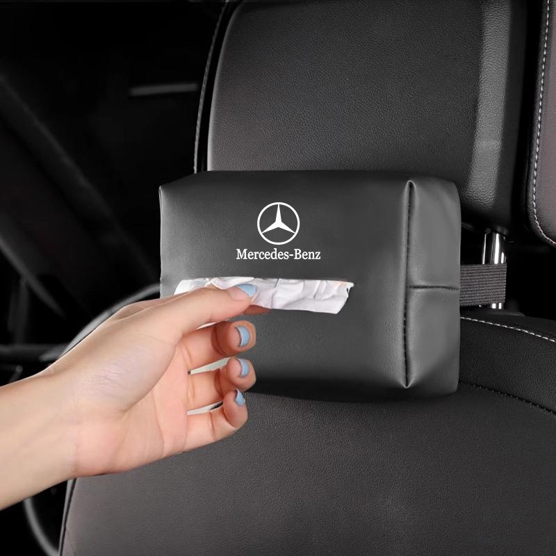 GLC GLB Мягкая Кожаная Автомобильная Коробка для Салфеток Подвесная Сумка для Туалетной Бумаги Для Mercedes Benz AMG W177 W176 X166 X167 C257 C218 X253 C118 C117