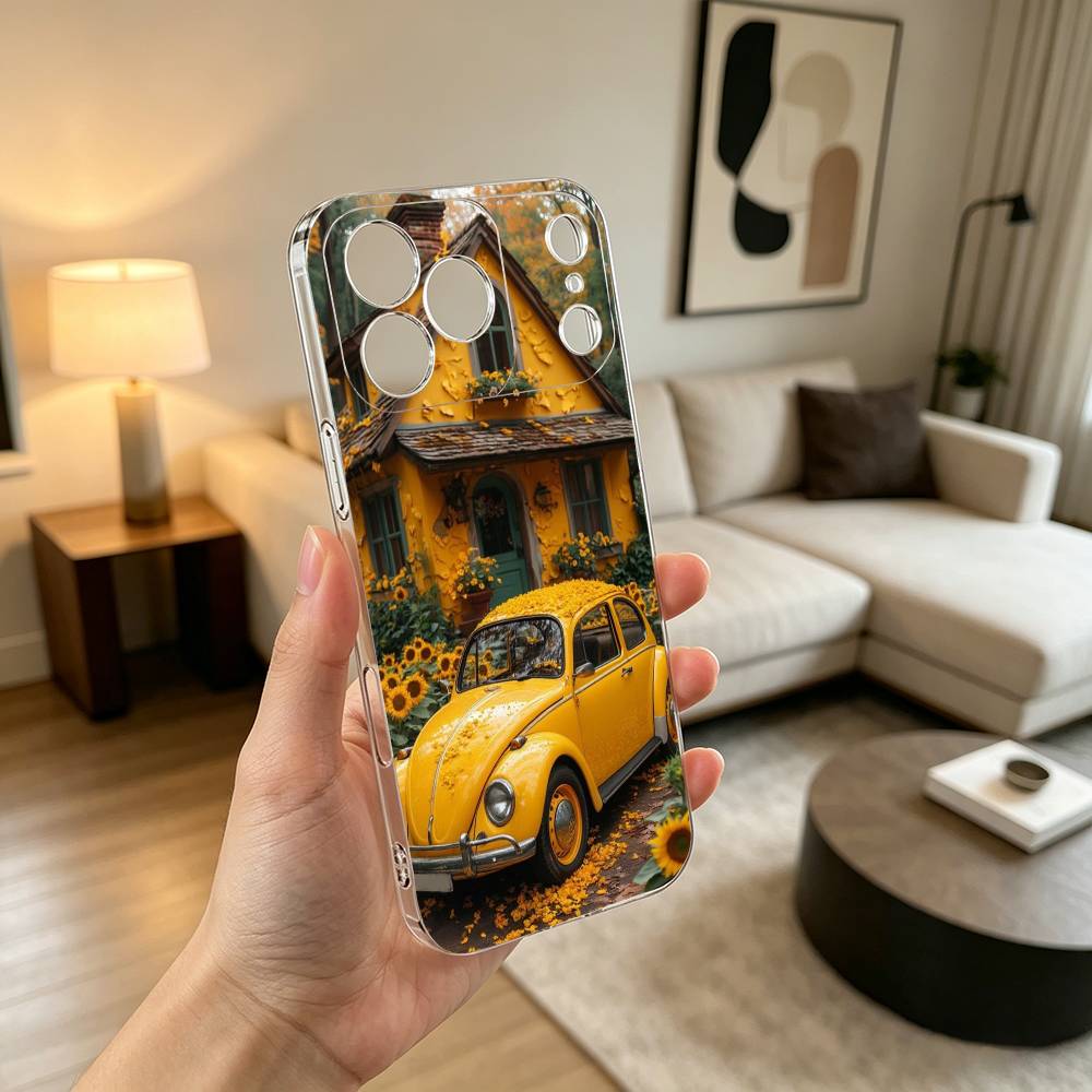 V-Vintage B-Beetle Cars Phone Case Transparent Silicone Soft For iPhone 17 16 15 14 13 12 11 Mini Pro Max Plus